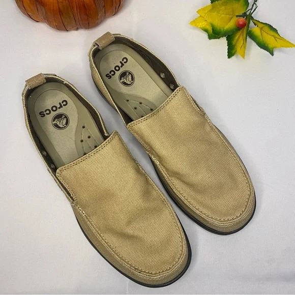 Crocs‎ Walu Slip On Shoes Men’s Sz 12 Crocs Walu Slip On Loafers Mens Gray Canvas 11270 Boat Shoes  main image 4